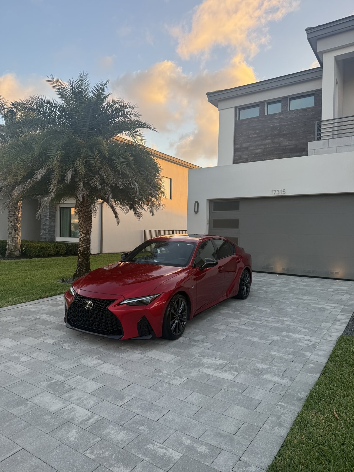 Red Lexus IS F Sport after full mobile detail, driveway service