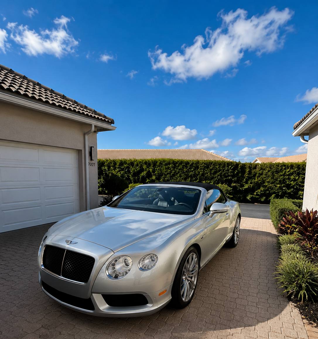 Silver Bentley Continental GT convertible after full mobile detail